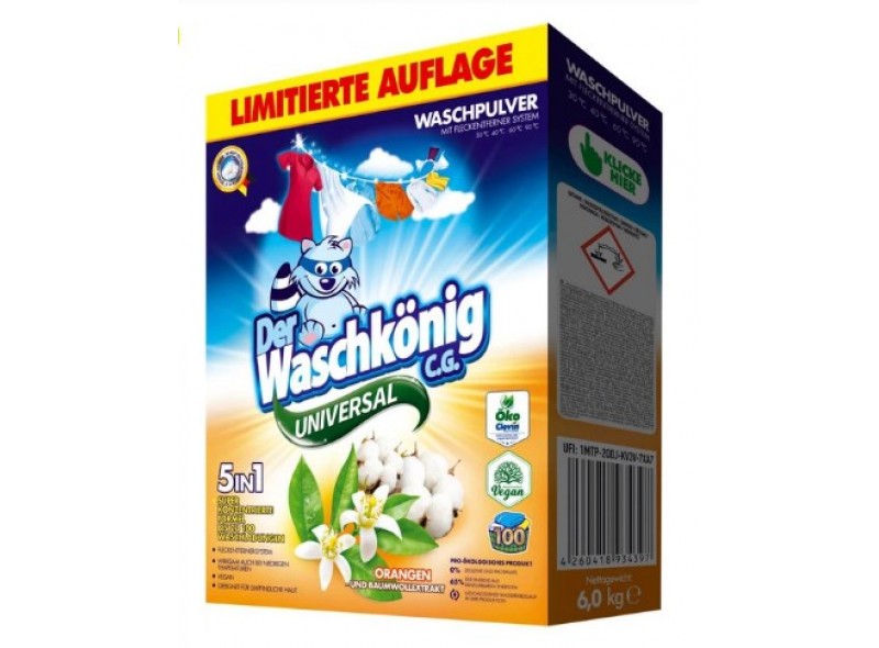 Порошок для прання WASCHKONIG Universal Orangen und Baumwollextrakt (апельсин і бавовна) 6 кг, к/к  (97-078)